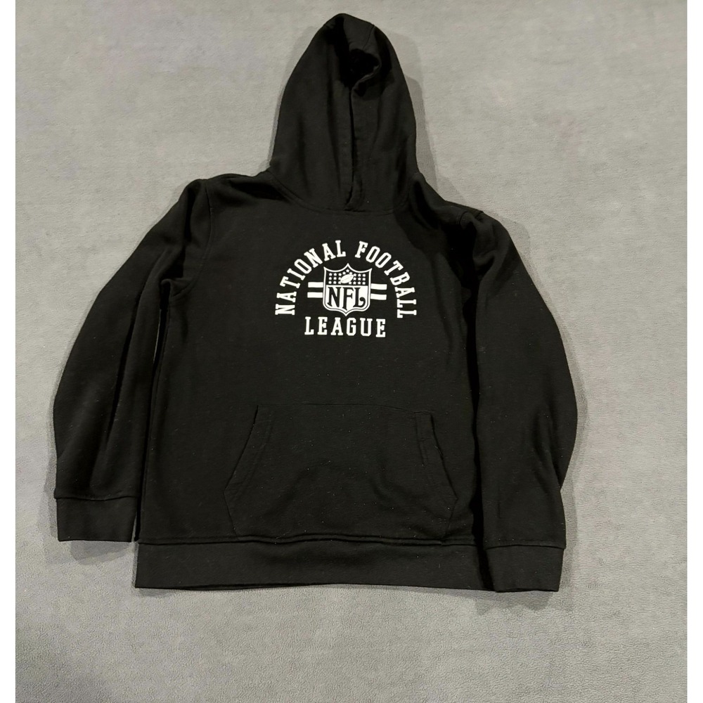 NFL National Football League Hoodie Boys 14-16 Black Fleece Lined Graphic Print